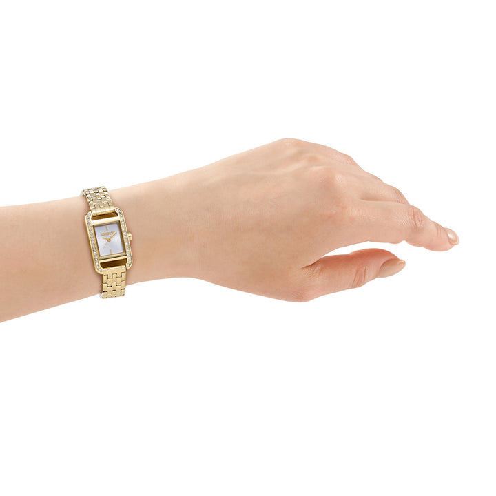 DKNY Signature Shape Gold 20x33mm Silver Dial Womens Watch