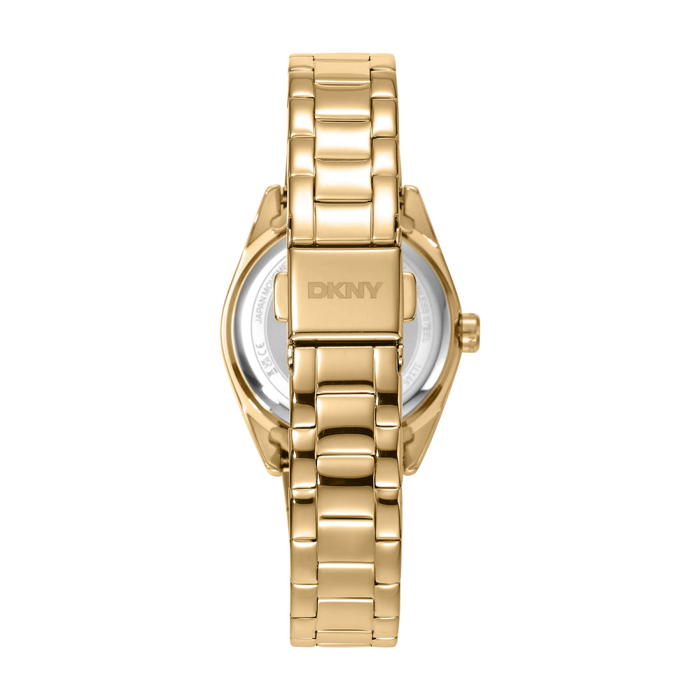 DKNY Logo Gold 28mm Gold Dial Womens Watch + Gold Bracelet