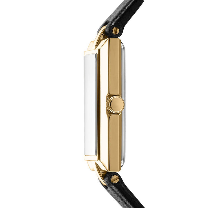 DKNY Signature Shape Gold Black Leather 20x30mm Watch - view 3