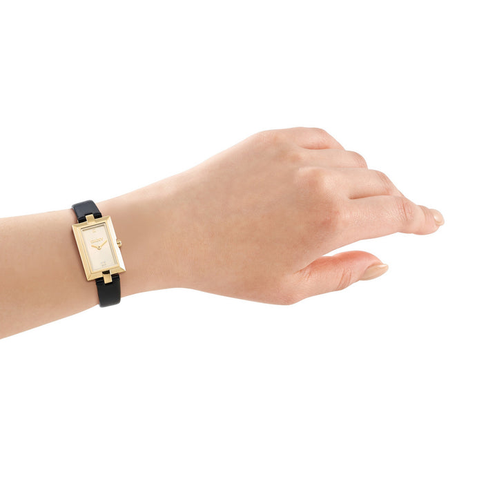 DKNY Signature Shape Gold Black Leather 20x30mm Watch - view 4