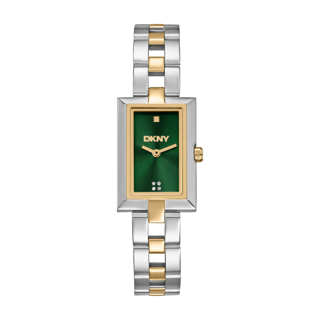 DKNY Signature Shape Two Tone Stainless Steel 20x30mm Green Dial Watch