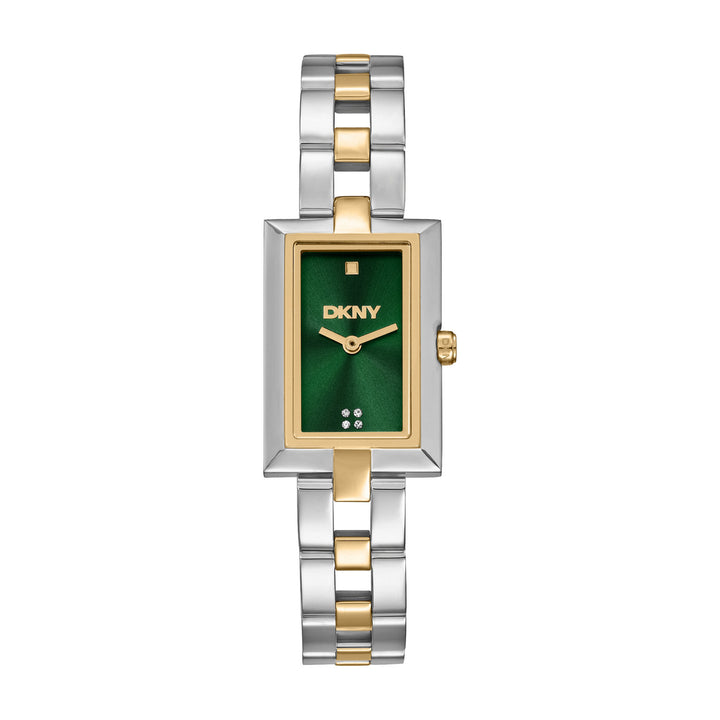 DKNY Signature Shape Two Tone Stainless Steel 20x30mm Green Dial Watch