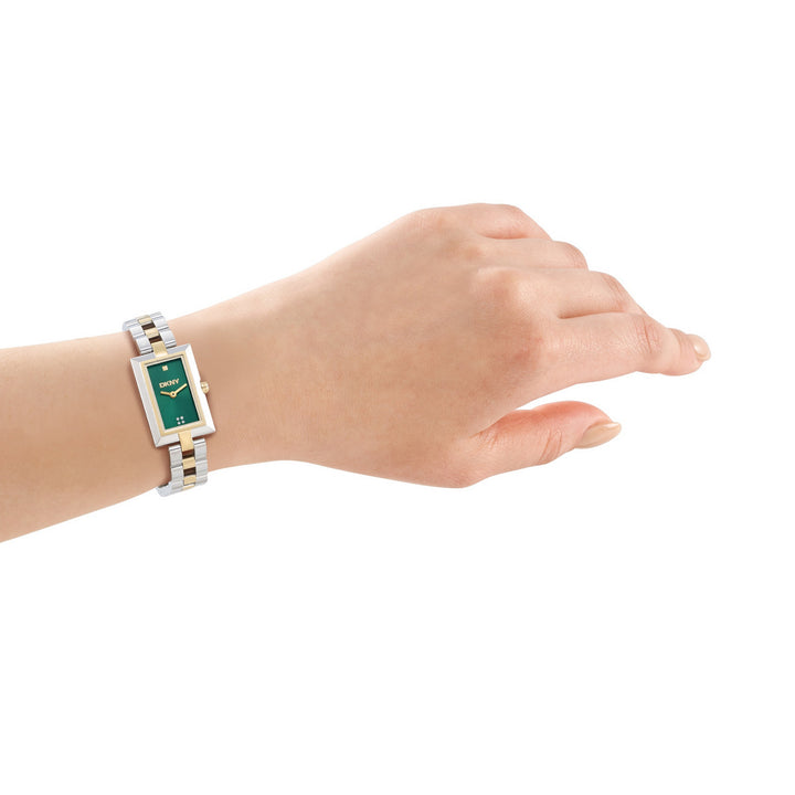 DKNY Signature Shape Two Tone Stainless Steel 20x30mm Green Dial Watch - view 4