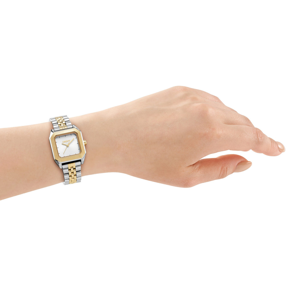 DKNY Signature Shape Two-Tone 27x34mm Silver Dial Womens Watch