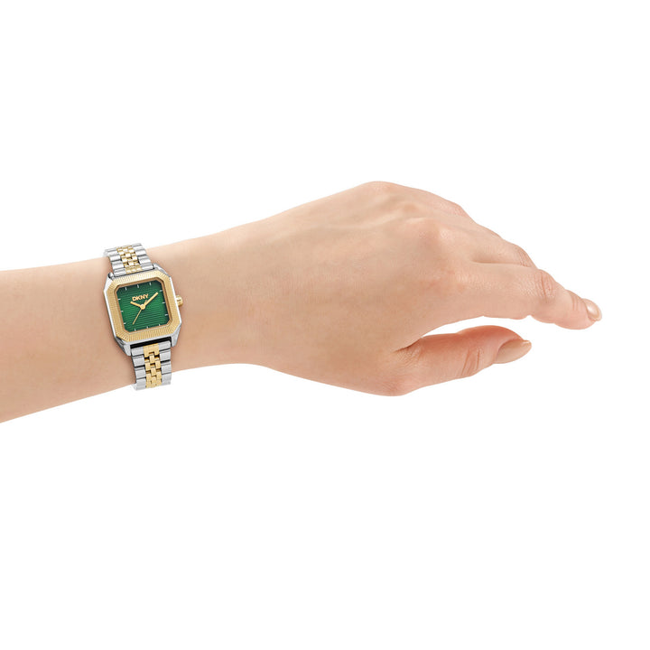 DKNY Signature Shape Two-Tone 27x34mm Green Dial Womens Watch