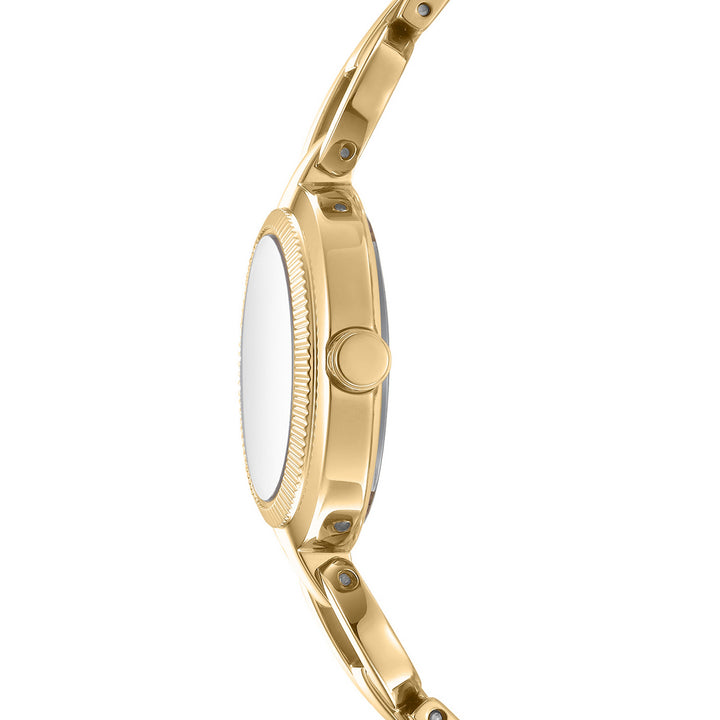 DKNY Open Link Gold 28mm Silver Dial Womens Watch