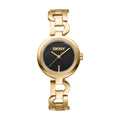 DKNY Open Link Gold 28mm Black Dial Womens Watch