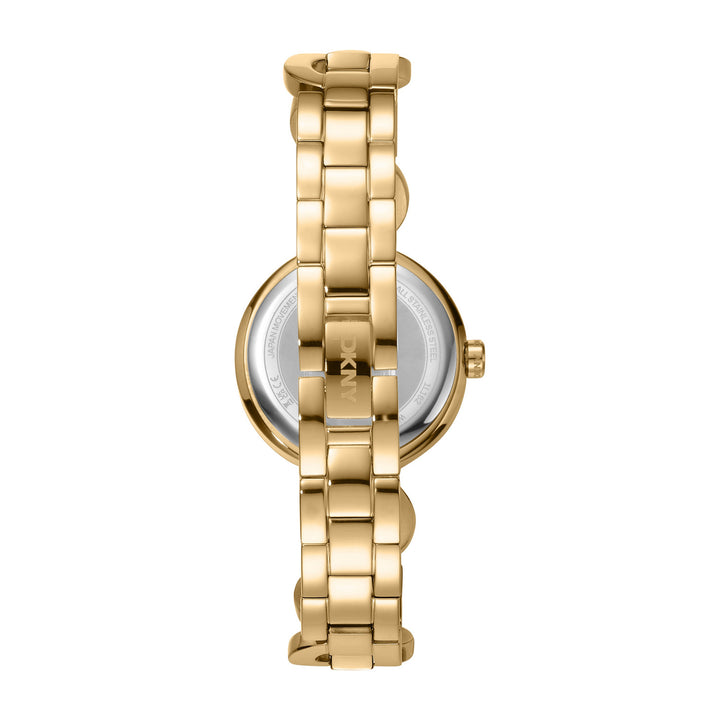 DKNY Open Link Gold 28mm Black Dial Womens Watch