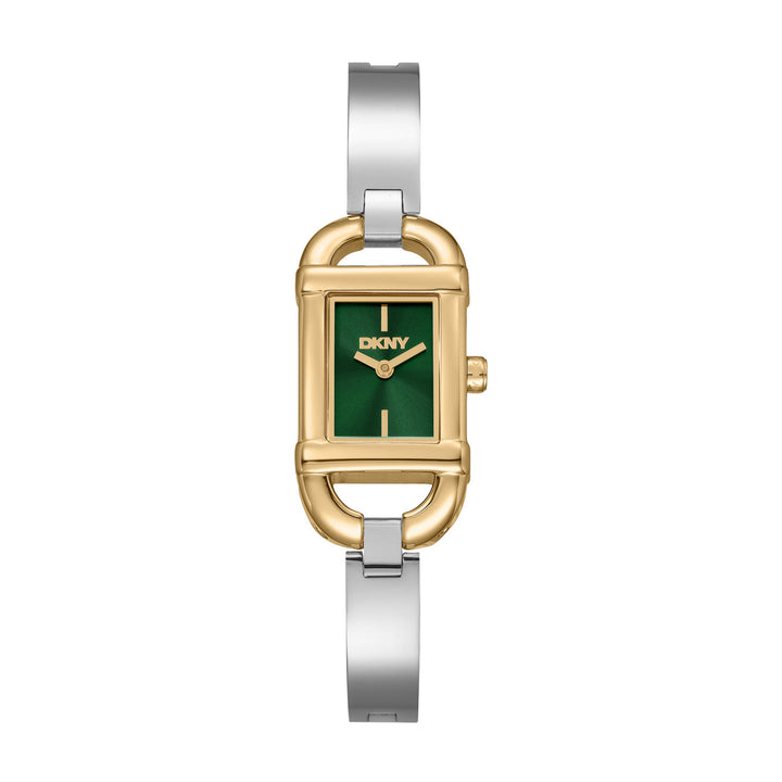 DKNY Signature Shape Two Tone Stainless Steel 18x37mm Green Dial Watch