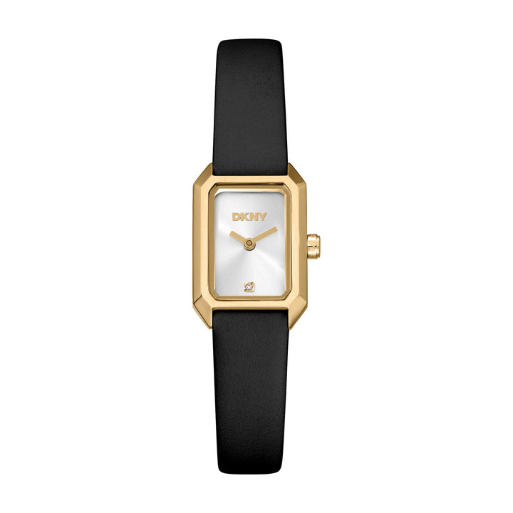 DKNY Signature Shape Gold Black Leather 18x27mm Watch