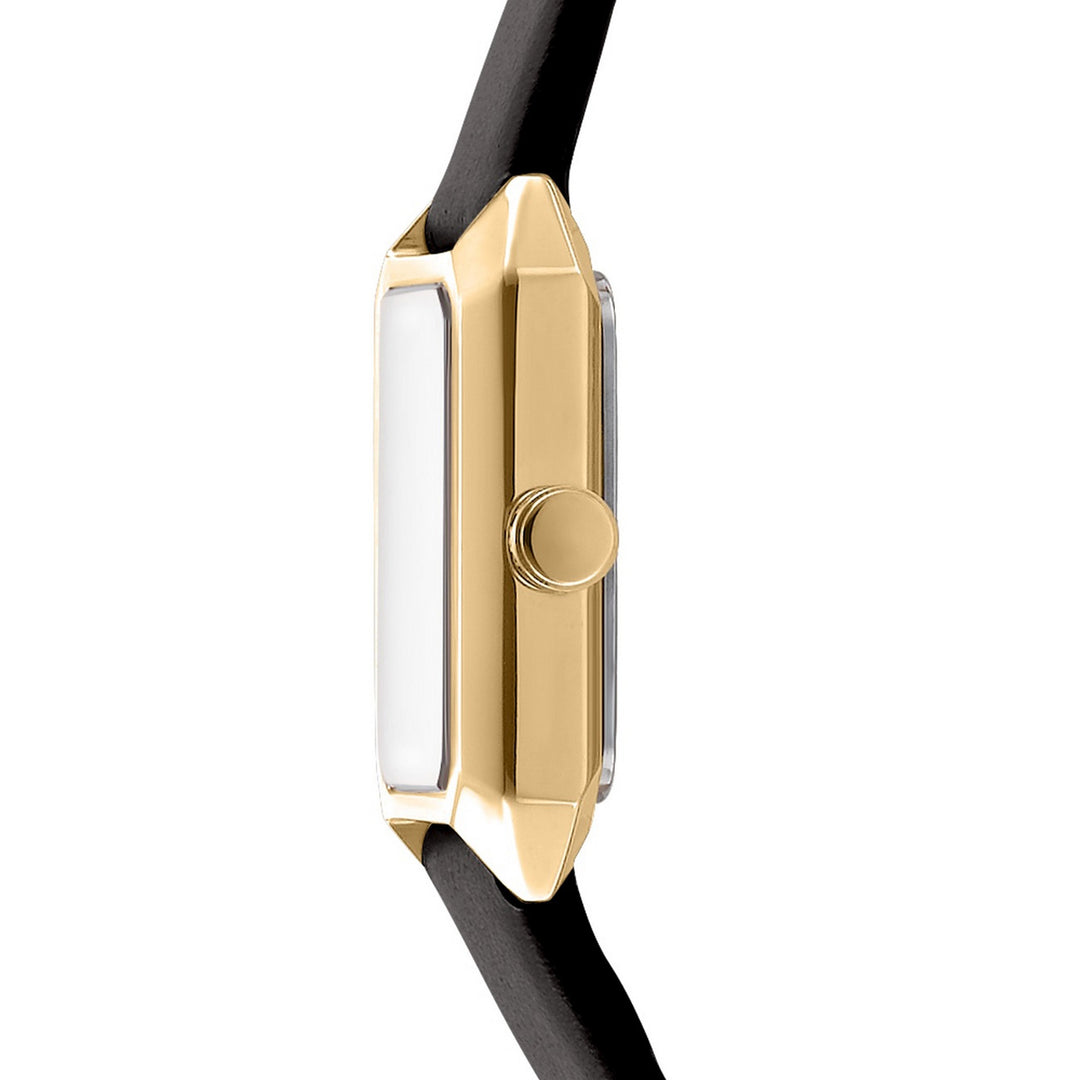 DKNY Signature Shape Gold Black Leather 18x27mm Watch - view 3