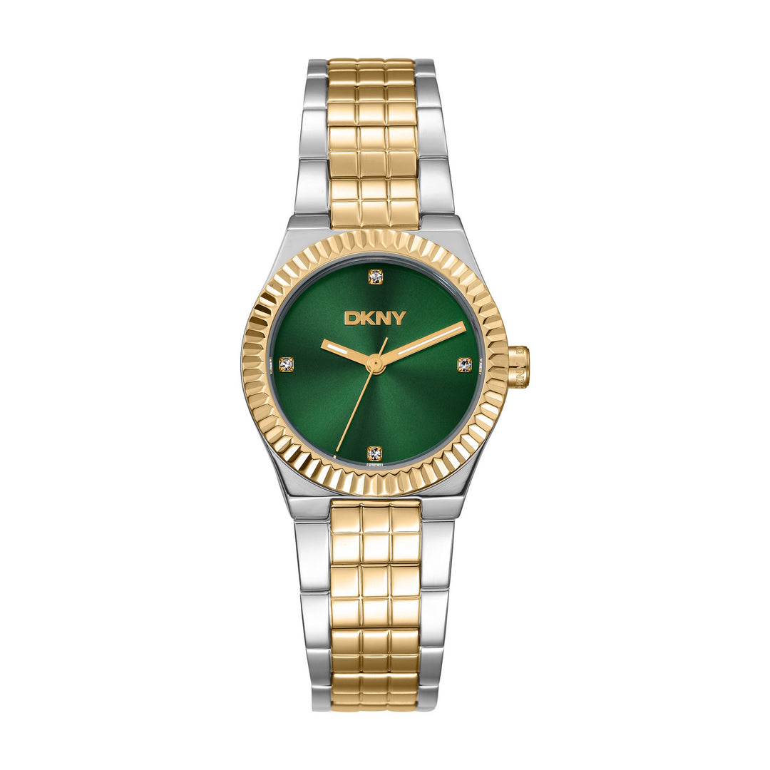 DKNY Essentials Two Tone Stainless Steel 28mm Green Dial Watch and Gold Stainless Steel Bracelet Set - view 5