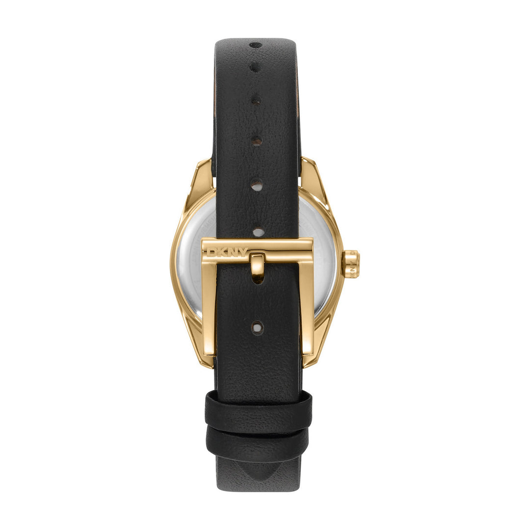 DKNY Evening Black Leather 28mm Watch and Gold Stainless Steel Bracelet Set - view 2
