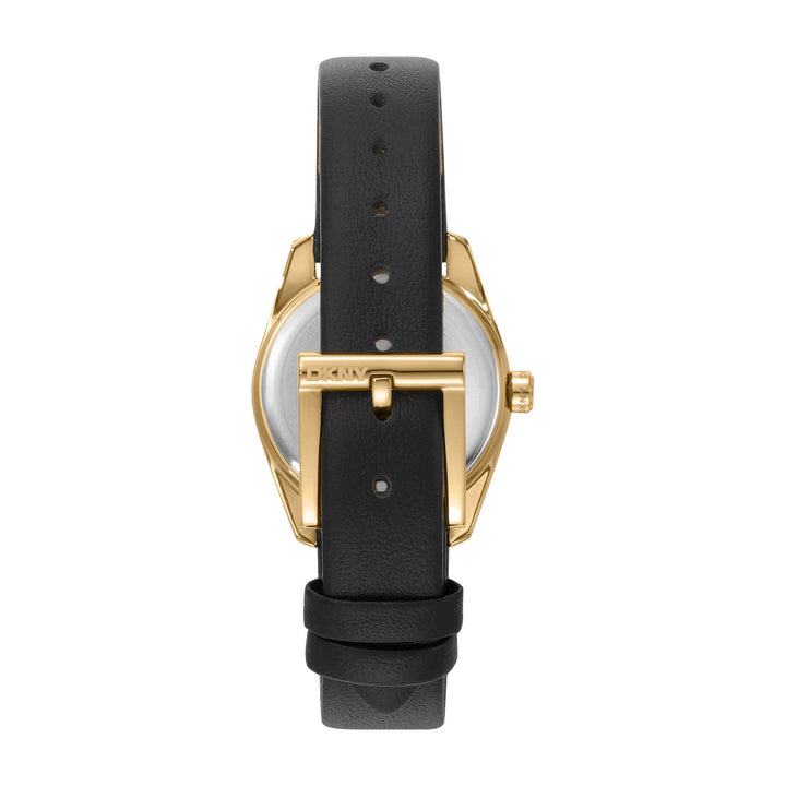 DKNY Evening Black Leather 28mm Watch and Gold Stainless Steel Bracelet Set - view 2