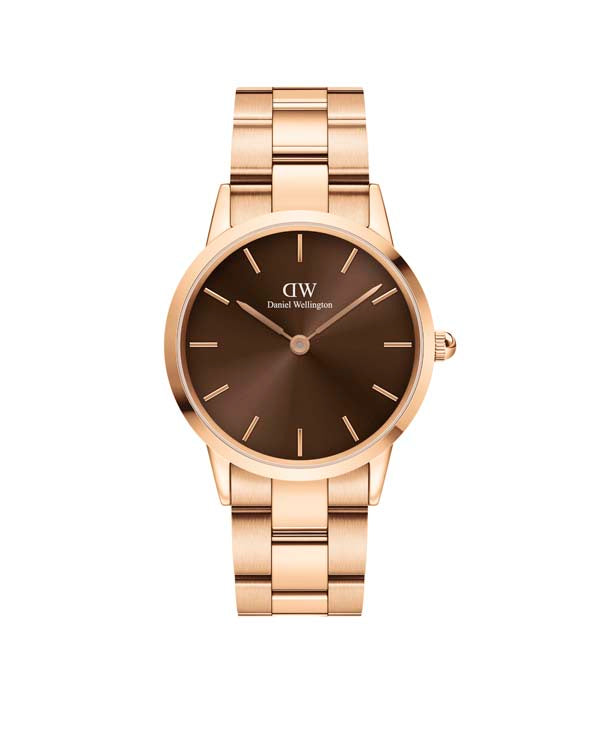 Daniel Wellington Iconic Link Amber 36 Rose Gold & Brown Watch