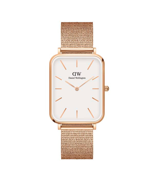 Daniel Wellington Quadro 29X36.5 Pressed Melrose Rose Gold & White Watch