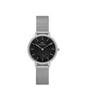 Daniel Wellington Petite 28 Bezel Mesh Black Mother of Pearl Silver Watch