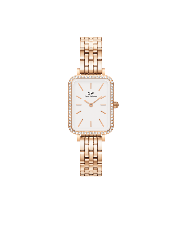 Daniel Wellington Quadro 20x26 Bezel 5-Link White & Rose Gold Watch