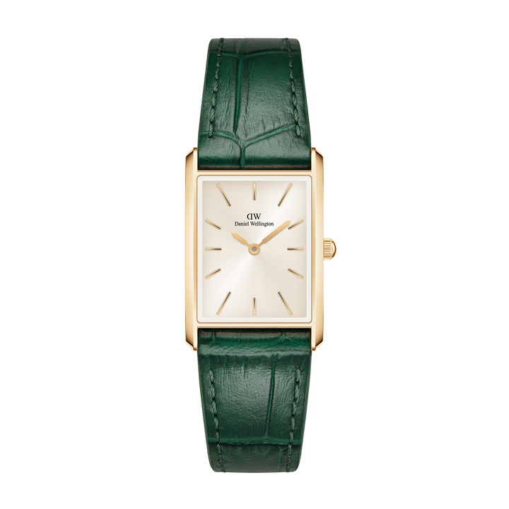 Daniel Wellington Bound 32x22 Green Croc Leather G Champagne Sunray Watch