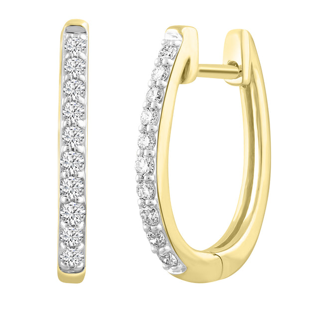 Diamond Huggie Earrings with 0.25ct Diamonds in 18K Yellow Gold - E-14529-025-18Y
