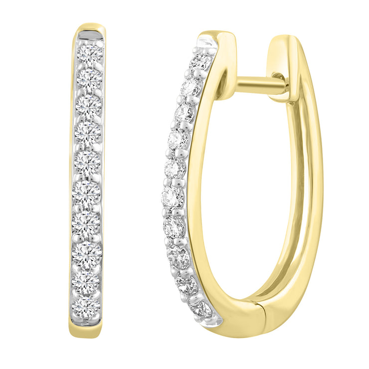 Diamond Huggie Earrings with 0.25ct Diamonds in 18K Yellow Gold - E-14529-025-18Y