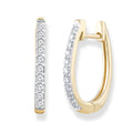 Diamond huggie hoop earrings in 9K yellow gold with 0.25ct diamonds.
