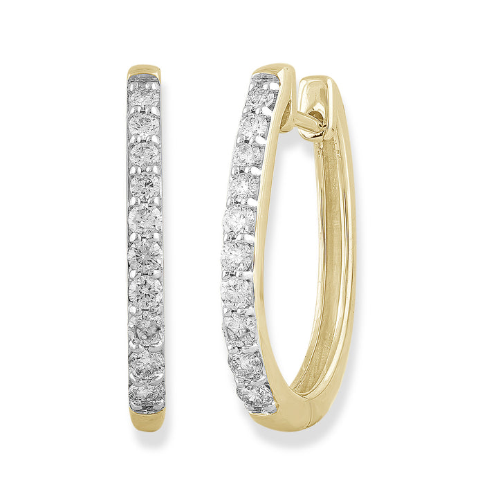 Diamond huggie hoop earrings with 0.50ct diamonds in 9K yellow gold.
