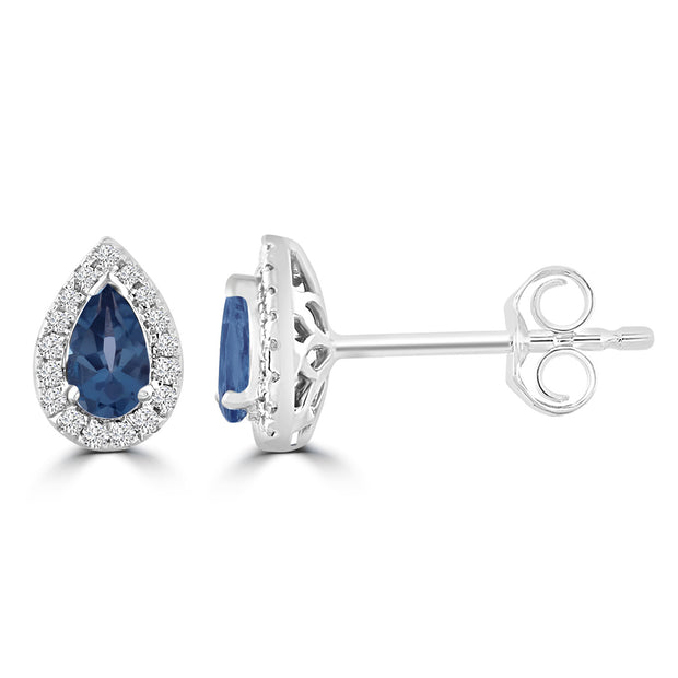 Diamond London Blue Topaz Earrings with 0.10ct Diamonds in 9K White Gold - E-15558BT-010-W