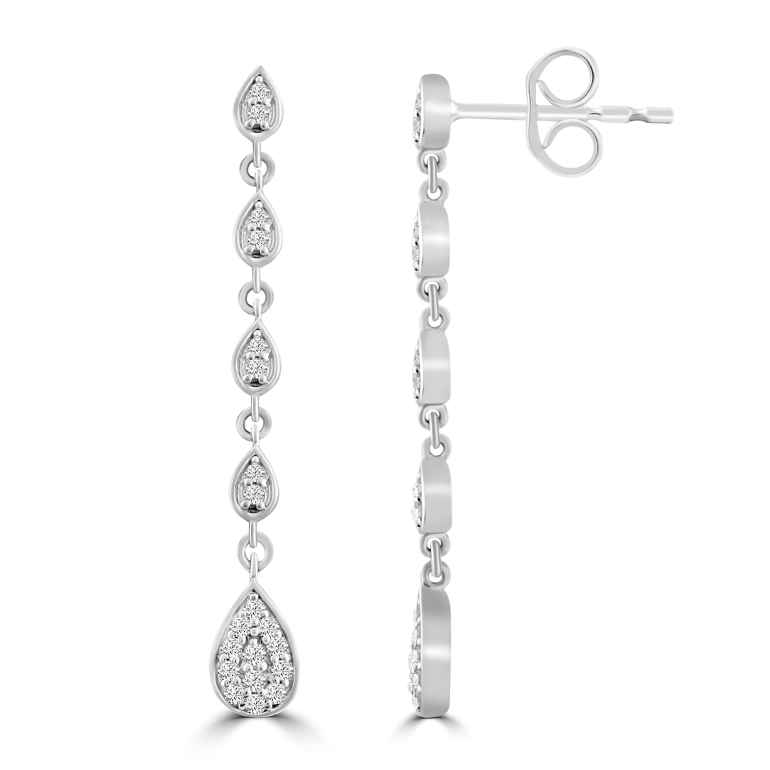 Diamond Drop Earrings with 0.18ct Diamonds in 9K White Gold