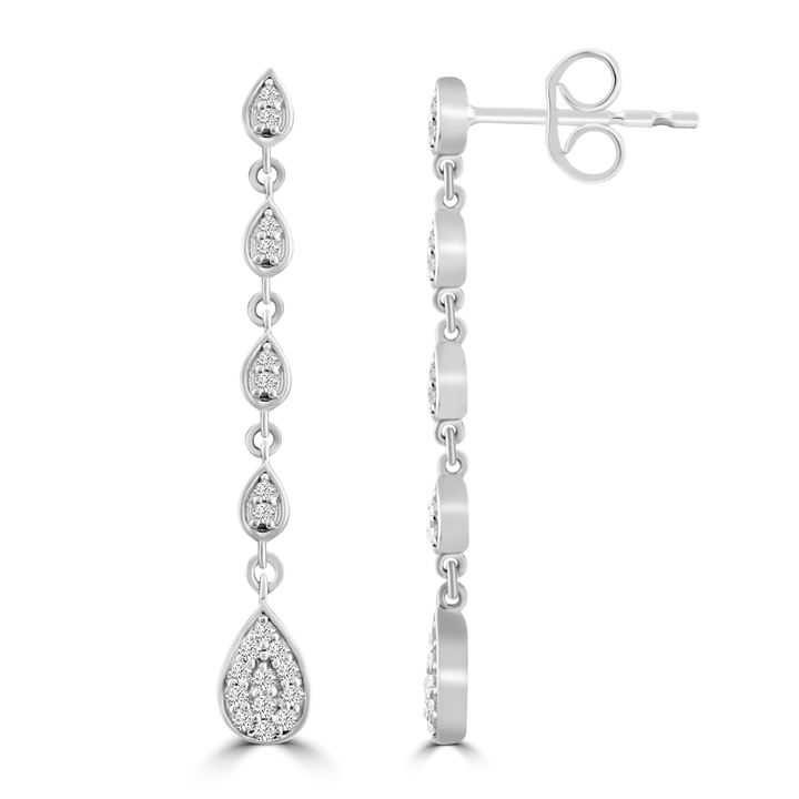 Diamond Drop Earrings with 0.18ct Diamonds in 9K White Gold
