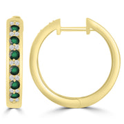 Diamond Emerald Earrings with 0.10ct Diamonds in 9K Yellow Gold - E-16484EM-012-Y