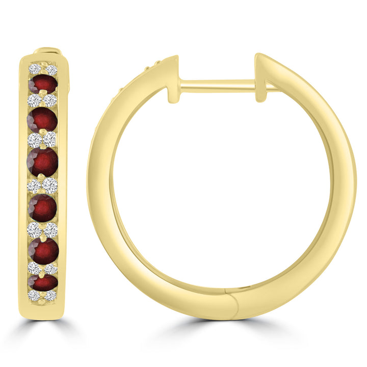 Diamond Ruby Earrings with 0.10ct Diamonds in 9K Yellow Gold
