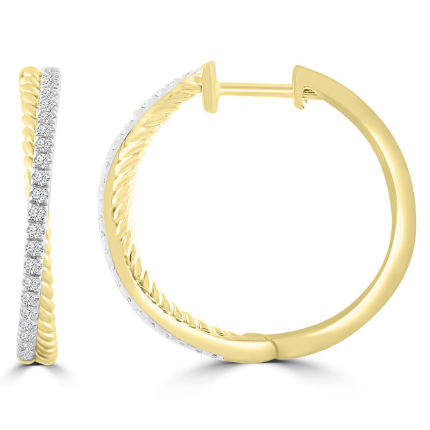 Diamond Hoop Earrings with 0.25ct Diamonds in 9K Yellow Gold