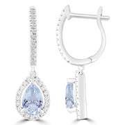 Diamond and Aquamarine Drop Earrings with 0.22ct Diamonds in 9K White Gold