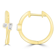 Diamond Hoop Earrings with 0.06ct Diamonds in 9K Yellow Gold