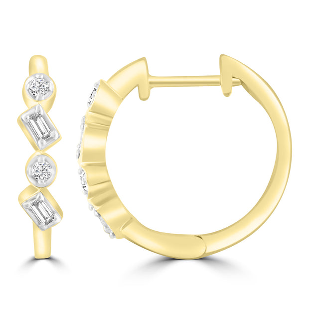 Diamond Hoop Earrings with 0.12ct Diamonds in 9K Yellow Gold