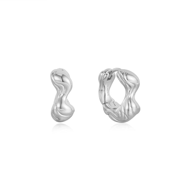 Ania Haie Silver Twisted Wave Thick Hoop Earrings