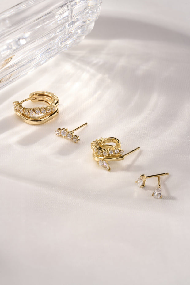 Gold Sparkle Climber Studs | The Jewellery Boutique Australia