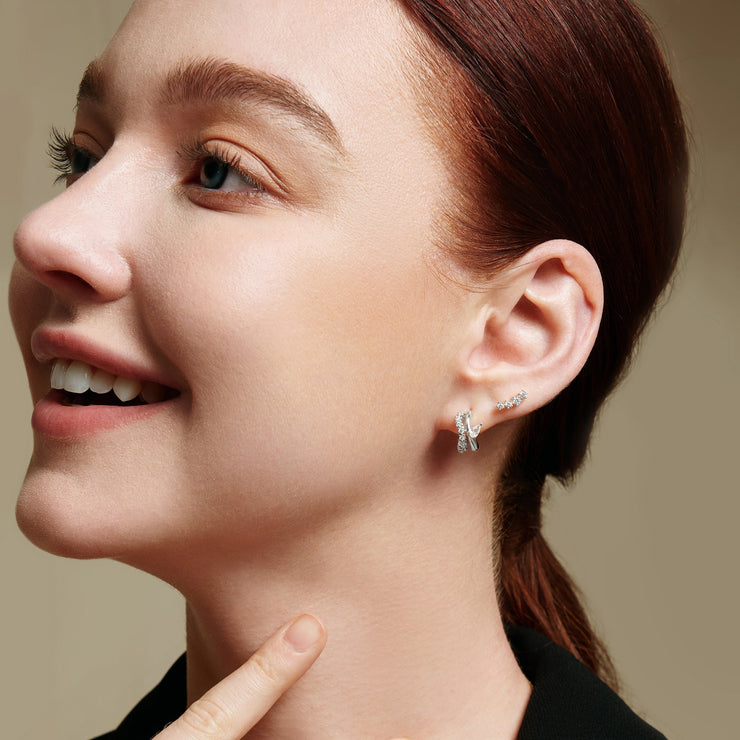 Silver Sparkle Climber Studs | The Jewellery Boutique Australia