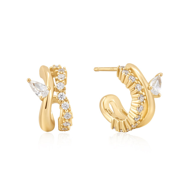 Ania Haie Gold Sparkle Double Hoop Studs | The Jewellery Boutique Australia