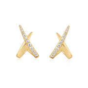 Gold Kiss Polished Pave Studs | The Jewellery Boutique Australia