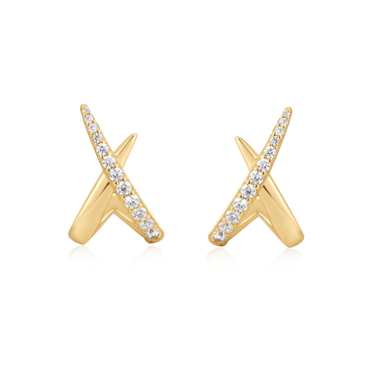 Gold Kiss Polished Pave Studs | The Jewellery Boutique Australia