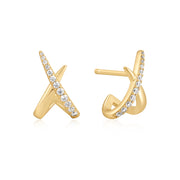 Gold Kiss Polished Pave Studs | The Jewellery Boutique Australia