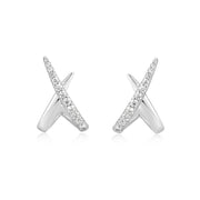 Silver Kiss Polished Pave Studs | The Jewellery Boutique Australia