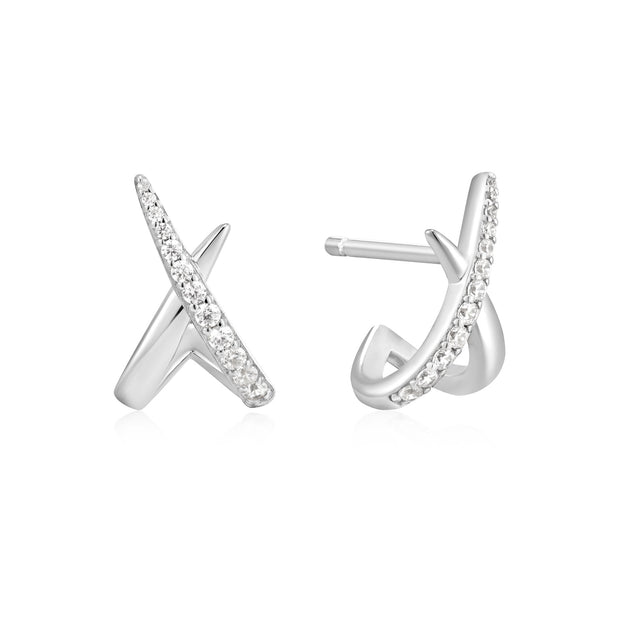 Ania Haie Silver Kiss Polished Pave Studs | The Jewellery Boutique Australia