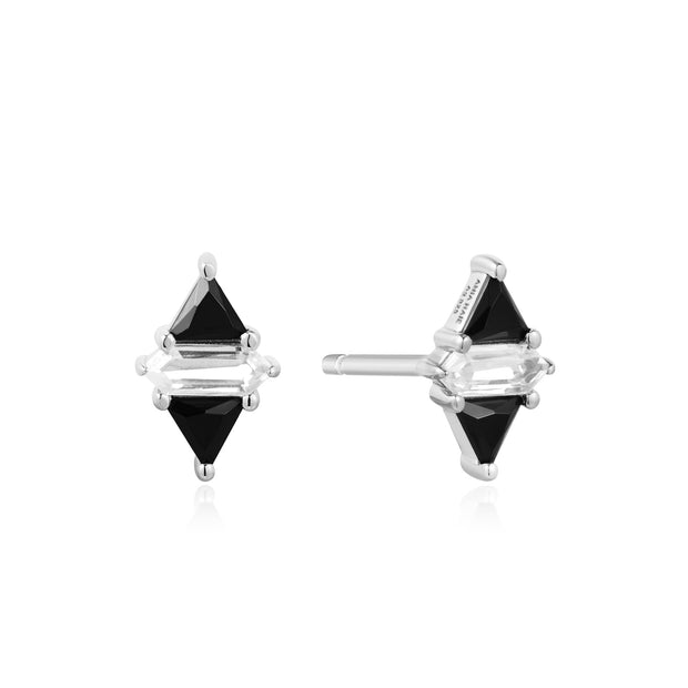 Ania Haie Silver Triangle Black/White Cubic Zirconia Studs