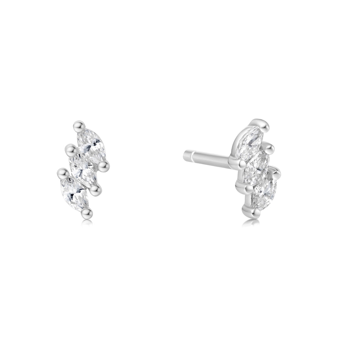Silver Triple Marquise Stud Earrings | The Jewellery Boutique