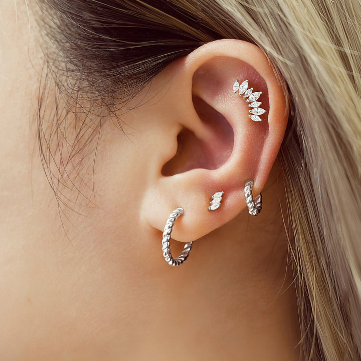 Silver Triple Marquise Stud Earrings | The Jewellery Boutique
