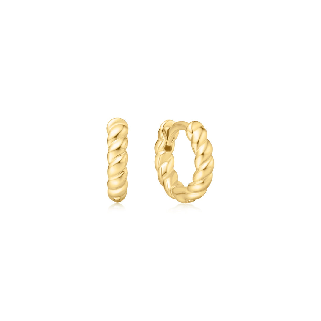 Gold Texture Small Huggie Hoop Earrings | The Jewellery Boutique