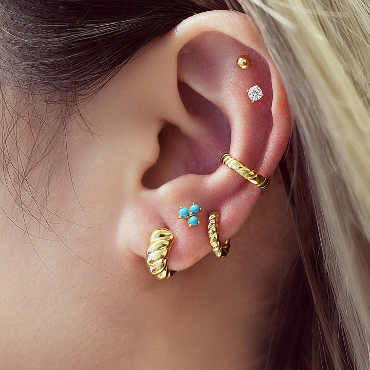 Gold Bold Texture Small Huggie Hoop Earrings | The Jewellery Boutique